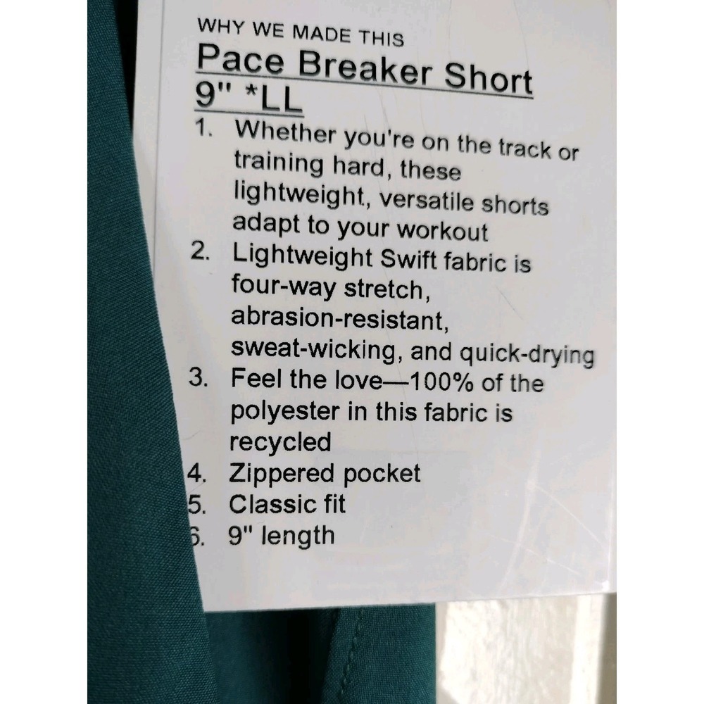 NWT Lululemon Pace Breaker Short 9" Size L Green Swift Athletic Gym Run LL - Picture 2 of 13